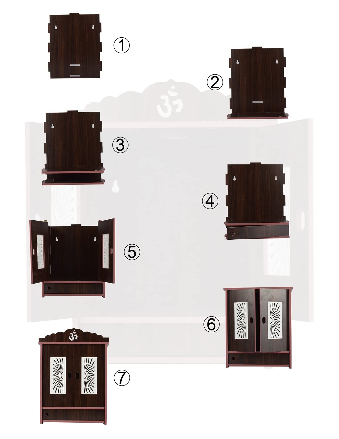 Avad Wooden Readymade Wall Hanging Puja Temple For Home God Stand For Pooja Room Mandir Wood Devghar Stand For Office And Shop A